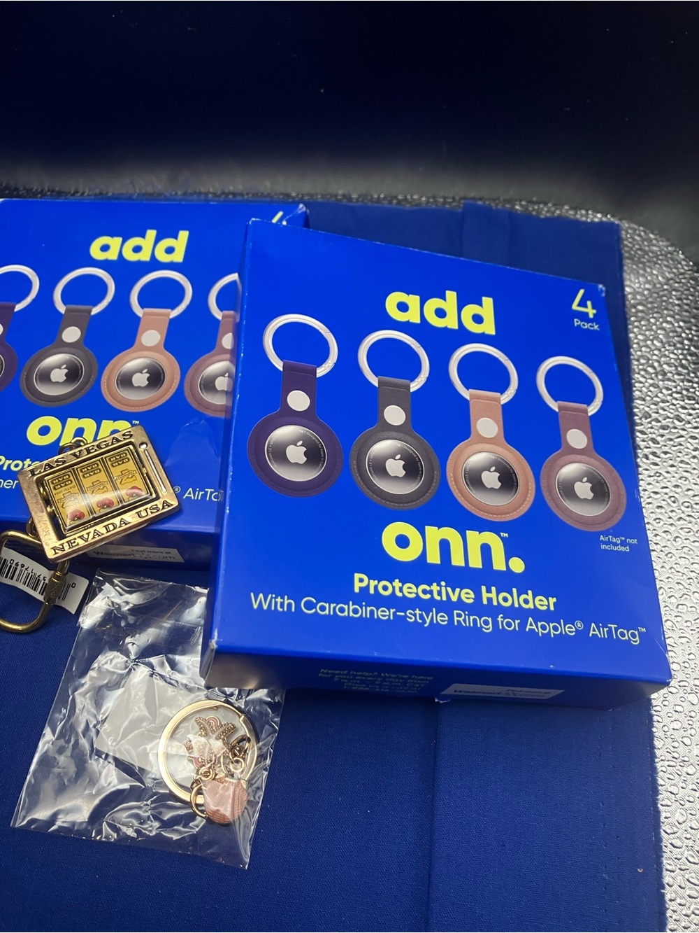 onn. Blue Protective AirTag Holder Pack - 4-Pack